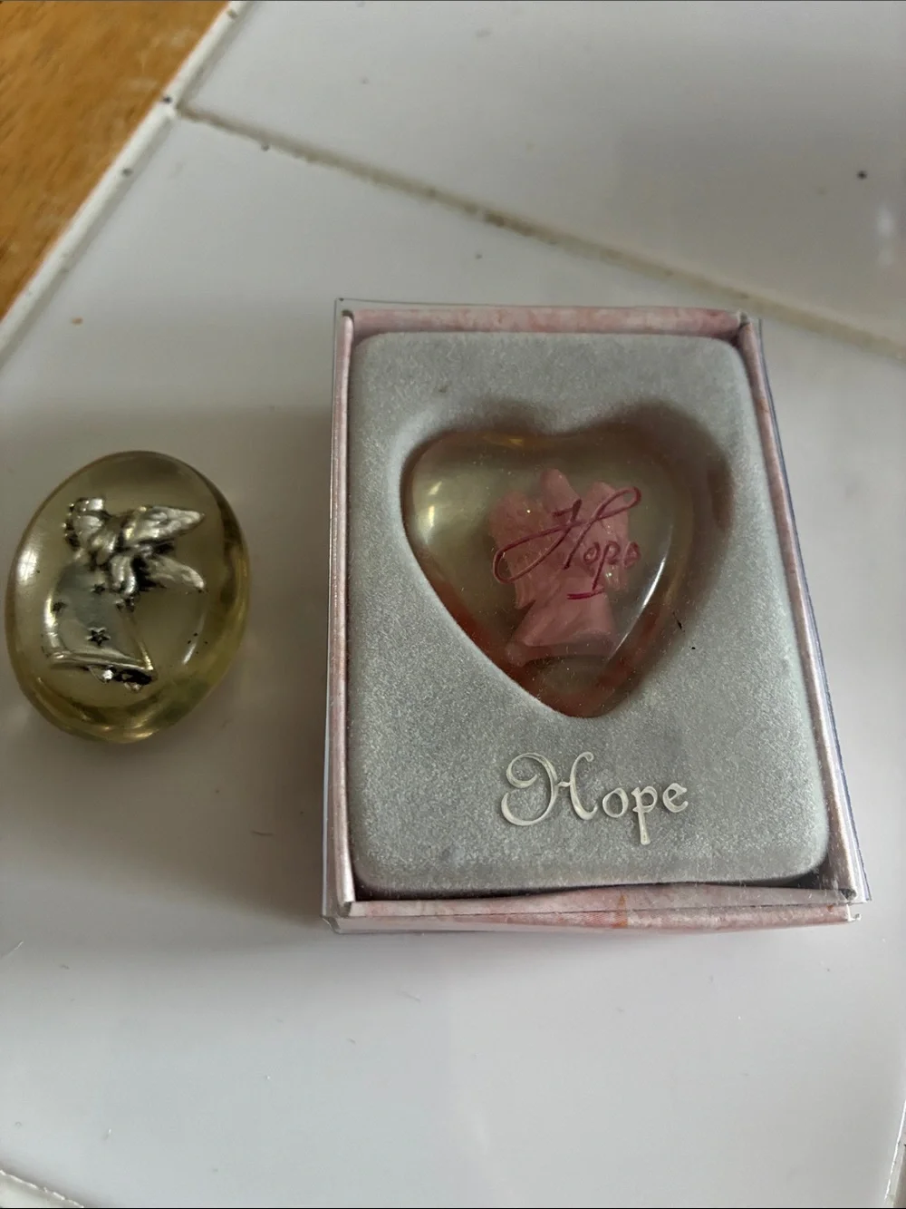 Heart Angel Resin plus a second angel Paperweight - Pink